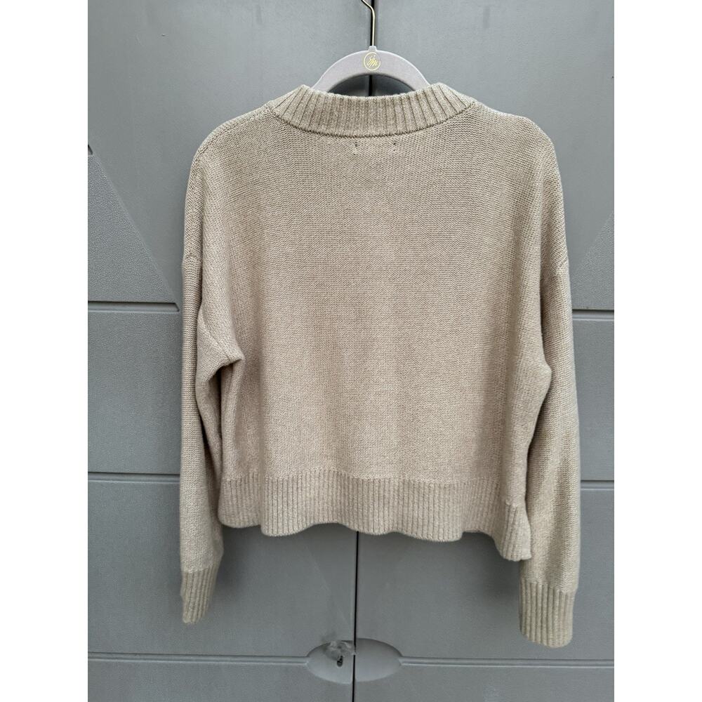 QUINCE Speckled Beige 100% ORGANIC COTTON Cropped CARDIGAN Sz S Minimalist Prepp - Picture 13 of 15
